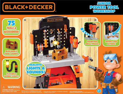 BLACK+DECKER Power Tool Workshop - Build Your Own Tool Box – 75 Realistic Toy Tools and Accessories