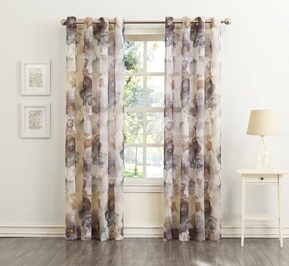 No. 918 Andorra Collection - Panel de Cortina Transparente con Flores aplastadas, Mulberry, 51" x 95", 1