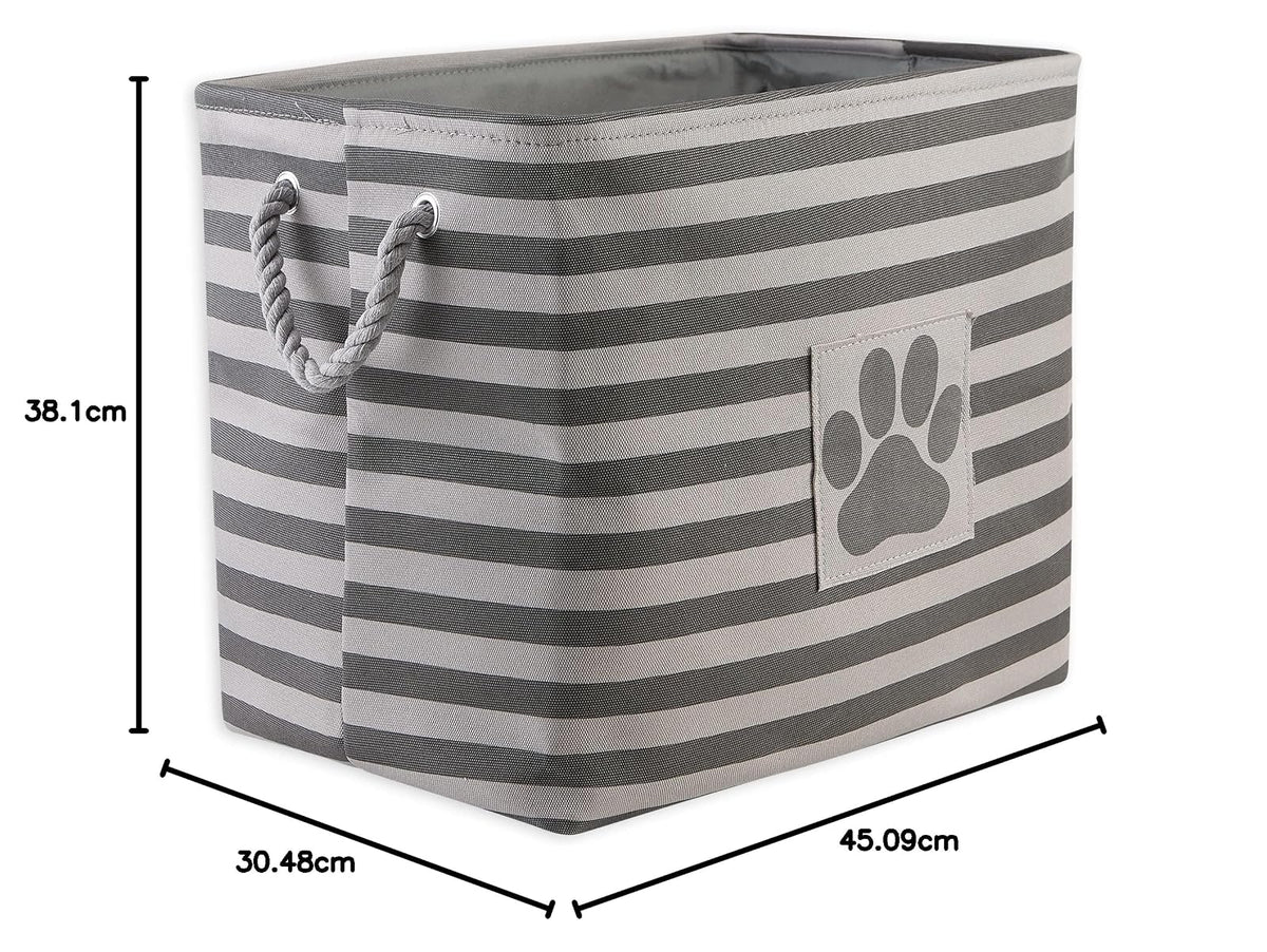DII Bone Dry Pet Toy and Accessory Storage Basket for Home Décor & Everyday Use, gris (Rectangle Striped Gris)