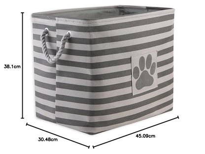 DII Bone Dry Pet Toy and Accessory Storage Basket for Home Décor & Everyday Use, gris (Rectangle Striped Gris)