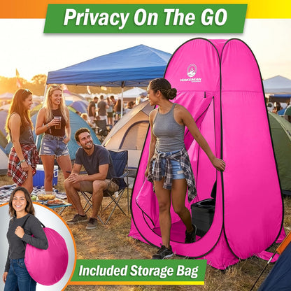 Wakeman Outdoor - Tienda de campaña de privacidad para Ducha, vestidor o Inodoro portátil con Bolsa de Transporte para Camping, Playa o portón Trasero (Rosa)