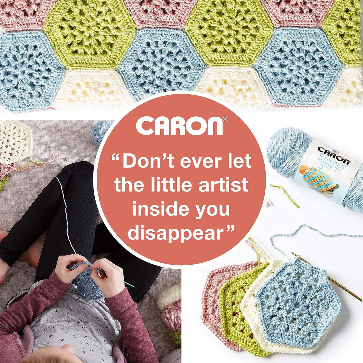Caron - Hilo lila de una libra - Paquete de 2 unidades de 454 g/16 oz - Acrílico - 4 medianos (peinado) - 812 yardas - Tejer/Crochet