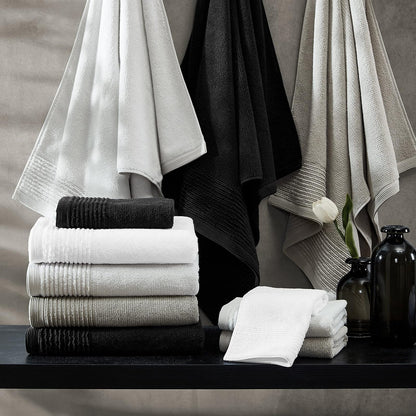 Vera Wang - Toallas de baño, Altamente absorbentes y súper Suaves, Esenciales de baño, Certificado Oeko-Tex, (Plisado esculpido, Negro, 6 Piezas)
