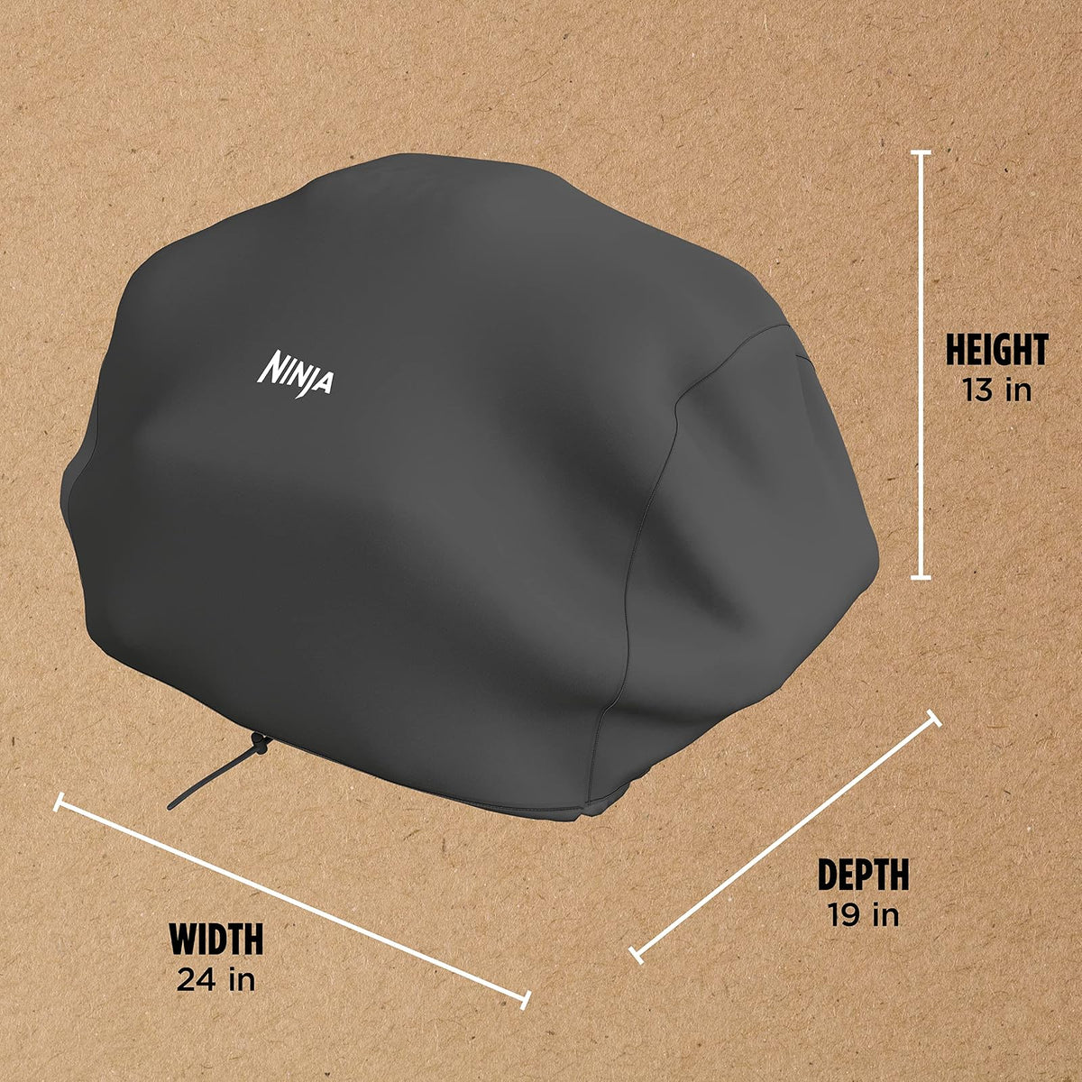 Ninja Woodfire Cover - Cubierta para Exteriores de Alta Calidad, Compatible con Parrillas Woodfire (Serie OG700), Resistente al Agua, Tela antidecoloración, Ligera, Negra, 19 x 24 x 13 pies