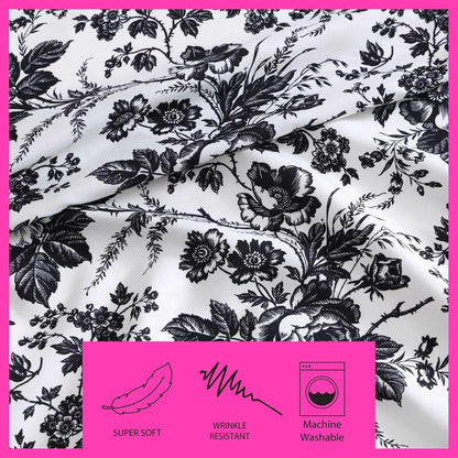 Betsey Johnson - Sábanas de Cama Queen, Suave y Ligera, Resistente a la decoloración y a Las Arrugas (Betseys Toile Black, Queen)