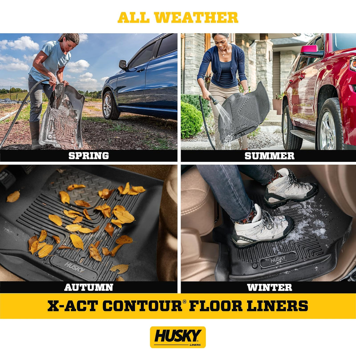 Husky Liners X-Act Contour - Alfombrillas para Piso | Se Adapta a Toyota Highlander 2014-2019 | Fila Delantera, 2 Piezas, Color Negro - 52311
