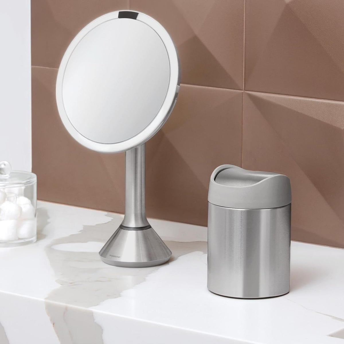 simplehuman bote de basura para mesa de cocina, baño, 1.5L, acero inoxidable, cepillado