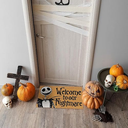 Gertmenian Nightmare Before Christmas - Felpudo de de 2 x 3 (Paquete de 2), Ideal para Zonas de Alto tráfico en Puerta Delantera, cochera, Entrada, Pesadilla de /Jack & Sally,