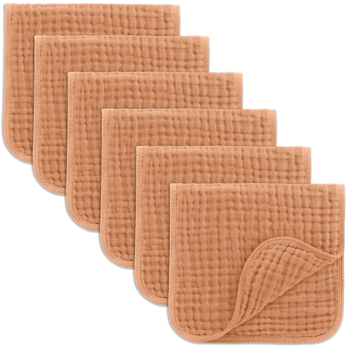Comfy Cubs Paños de Muselina para Eructar, 100% Algodón, 6 Capas Absorbentes - Caramel - 6-Pack 20"X10"