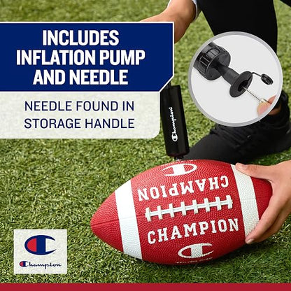 Champion Blitz Football, All-Weather Football, Enhanced Grip, Durable Rubber Cover and Molded Laces, for Outdoor Sports & Training, Includes 6 Ball Pump
