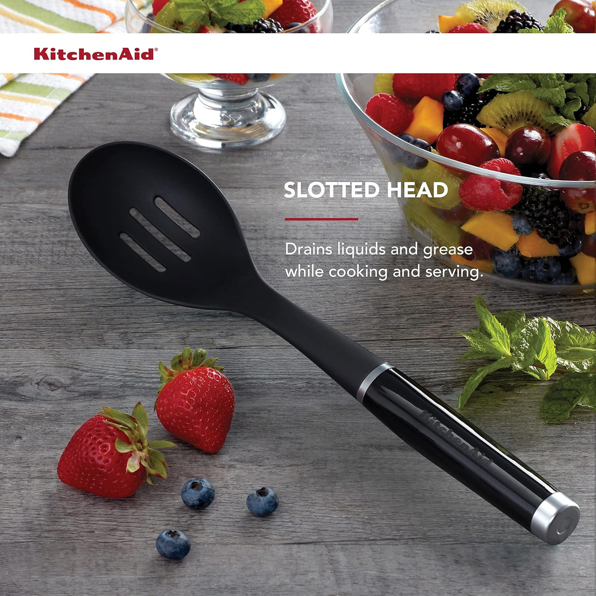 KitchenAid - Cuchara ranurada clásica, talla única, color negro 2