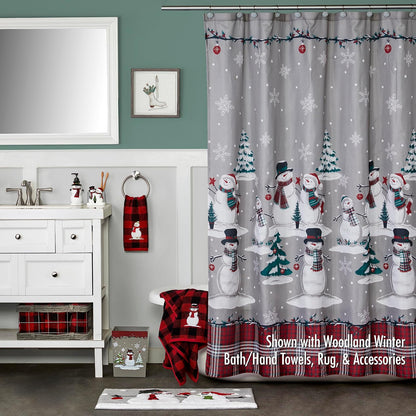 SKL Home - Cortina de Ducha con diseño de muñeco de Nieve para Navidad e Invierno, Juego de 12 Ganchos, Multicolor