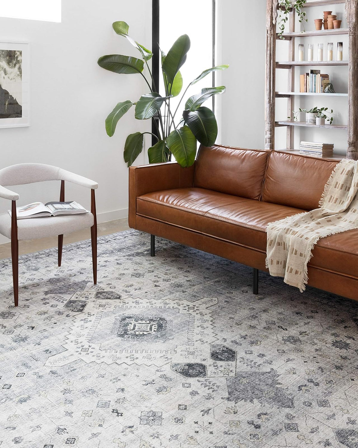 Loloi Rugs Skye - Alfombra Decorativa Estilo Vintage - Silver - Grey - 5'6" x 3'6" (Rectangular)
