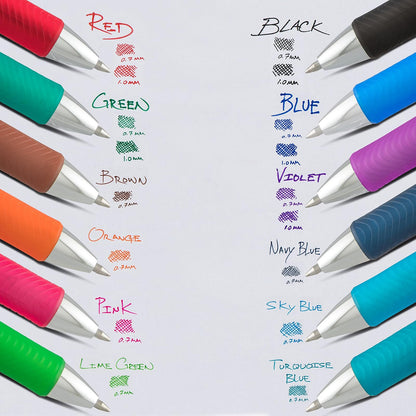 Pentel EnerGel Deluxe RTX Bolígrafo de gel líquido retráctil, línea media, punta de metal, tinta surtida, paquete de 3 (BL77BP3M2)