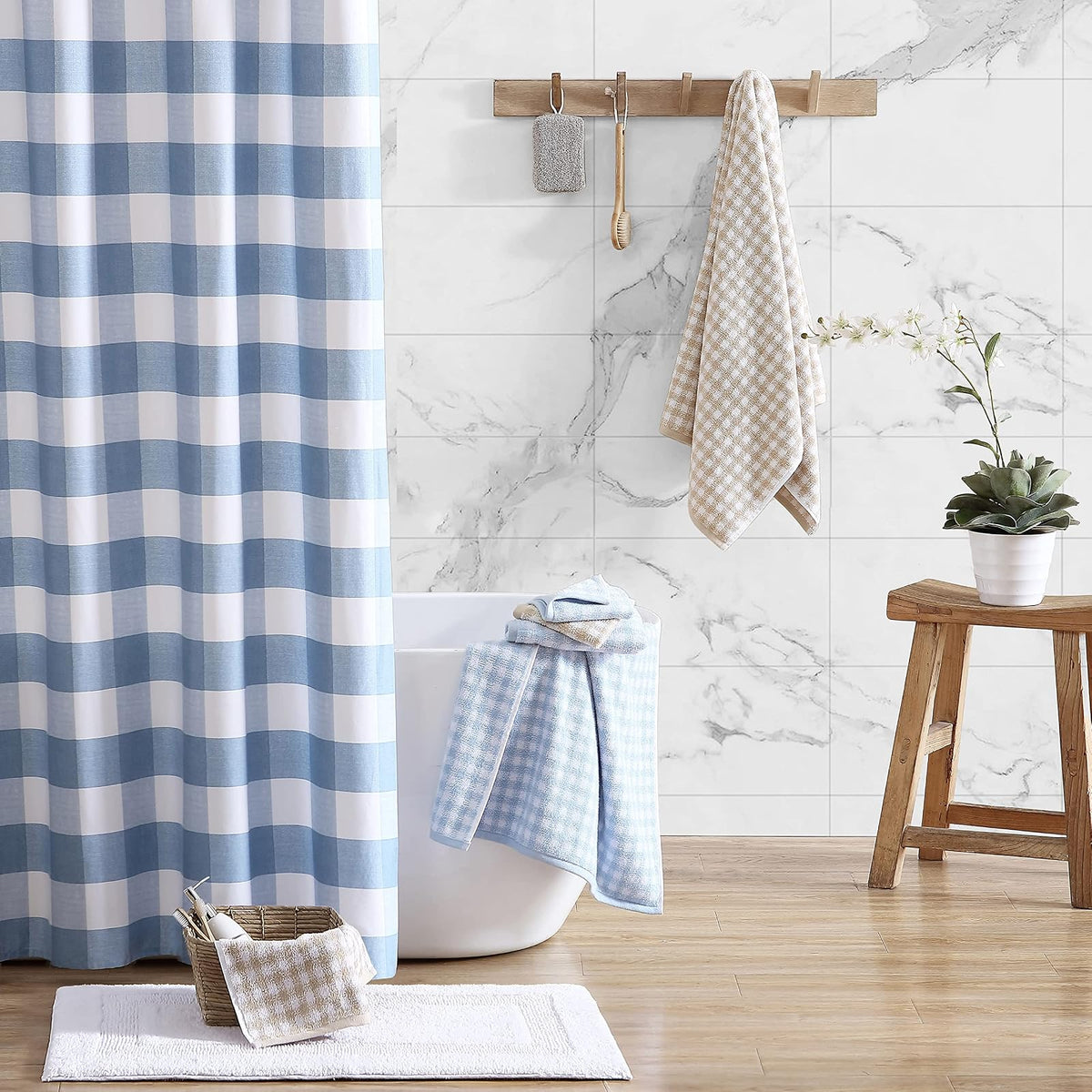 Laura Ashley - Toallas de baño, Toallas de algodón absorbentes y Resistentes a la decoloración, Esenciales para recámara (Azul Ginny, 3 Piezas)