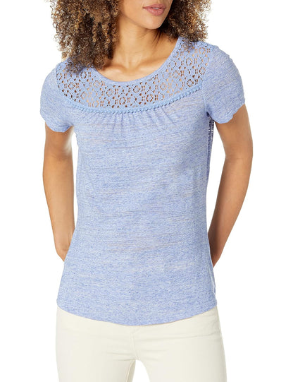 Hanes Short Sleeve Peasant Lace tee Blusas Mujer