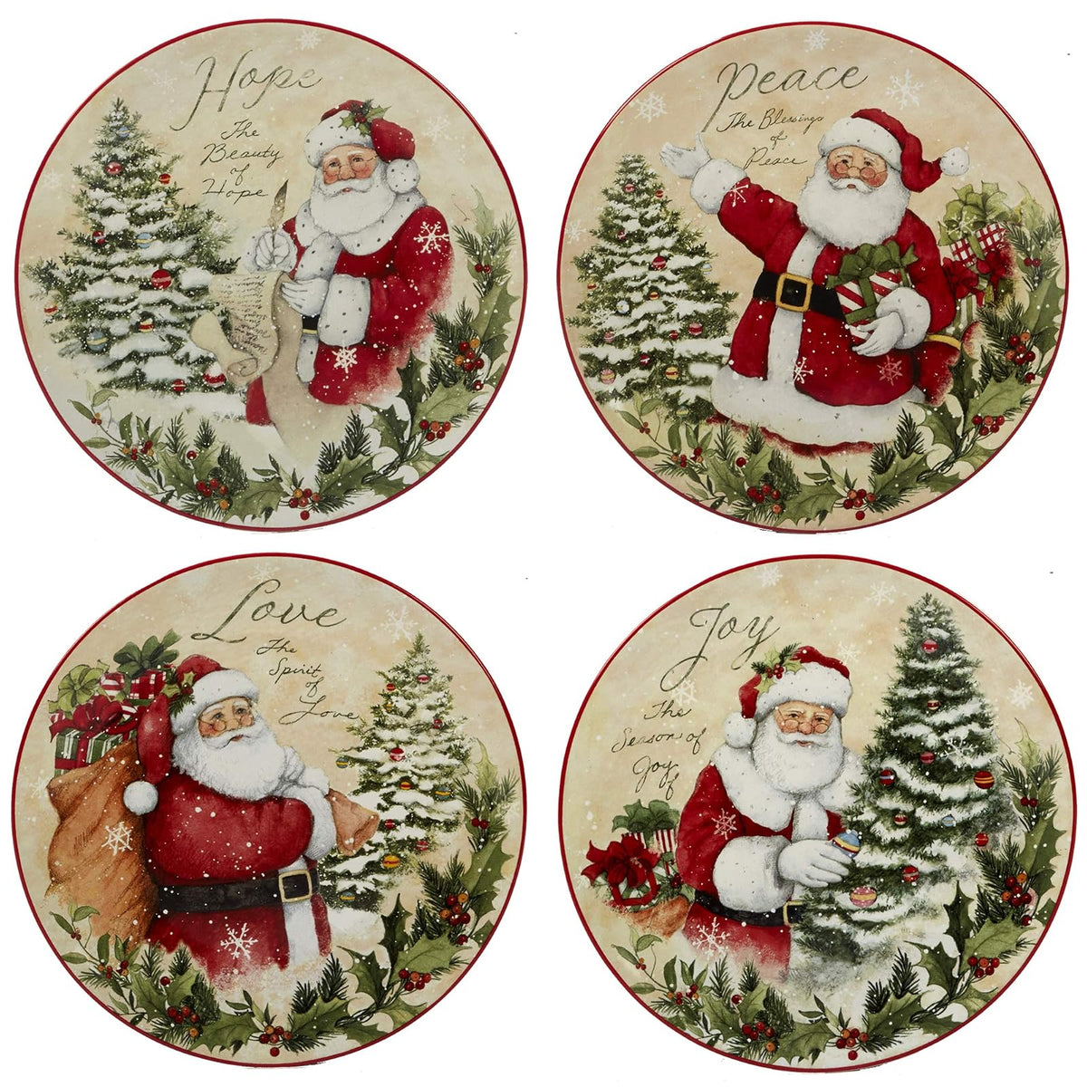 Certified International 89127 - Vajilla (16 piezas, 4 piezas, talla única), diseño de deseos navideños