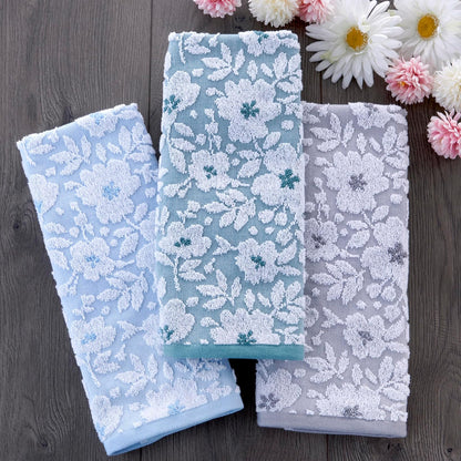 SKL Home - Juego de Toallas de Mano de Jacquard Floral, Color Verde Musgo, 2 Unidades