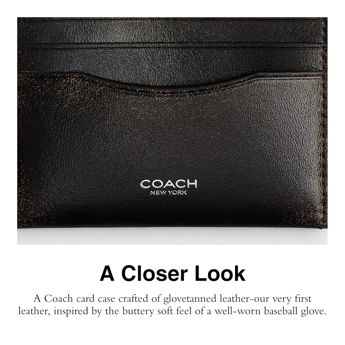 Coach - Estuche plano para tarjetas para hombre, negro, marrón tostado (Black/Light Tan), One Size