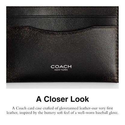 Coach - Estuche plano para tarjetas para hombre, negro, marrón tostado (Black/Light Tan), One Size