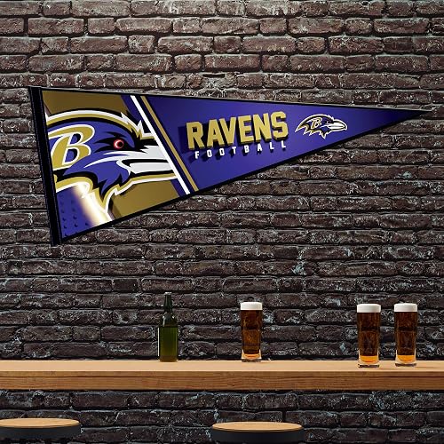 Rico Industries NFL Football Baltimore Ravens - Banderín para decoración de pared de fieltro de 12 x 30 pulgadas, ideal para decoración del hogar, habitación de cama, decoración de cuevas de hombre