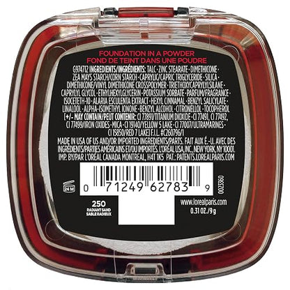 L'Oréal Paris Infallible 24H Fresh Wear, Base de Maquillaje en Polvo con SPF 25+, Alta Cobertura con Acabado Mate, Larga Duración y Control de Brillo, Tono 250 Radiant Sand
