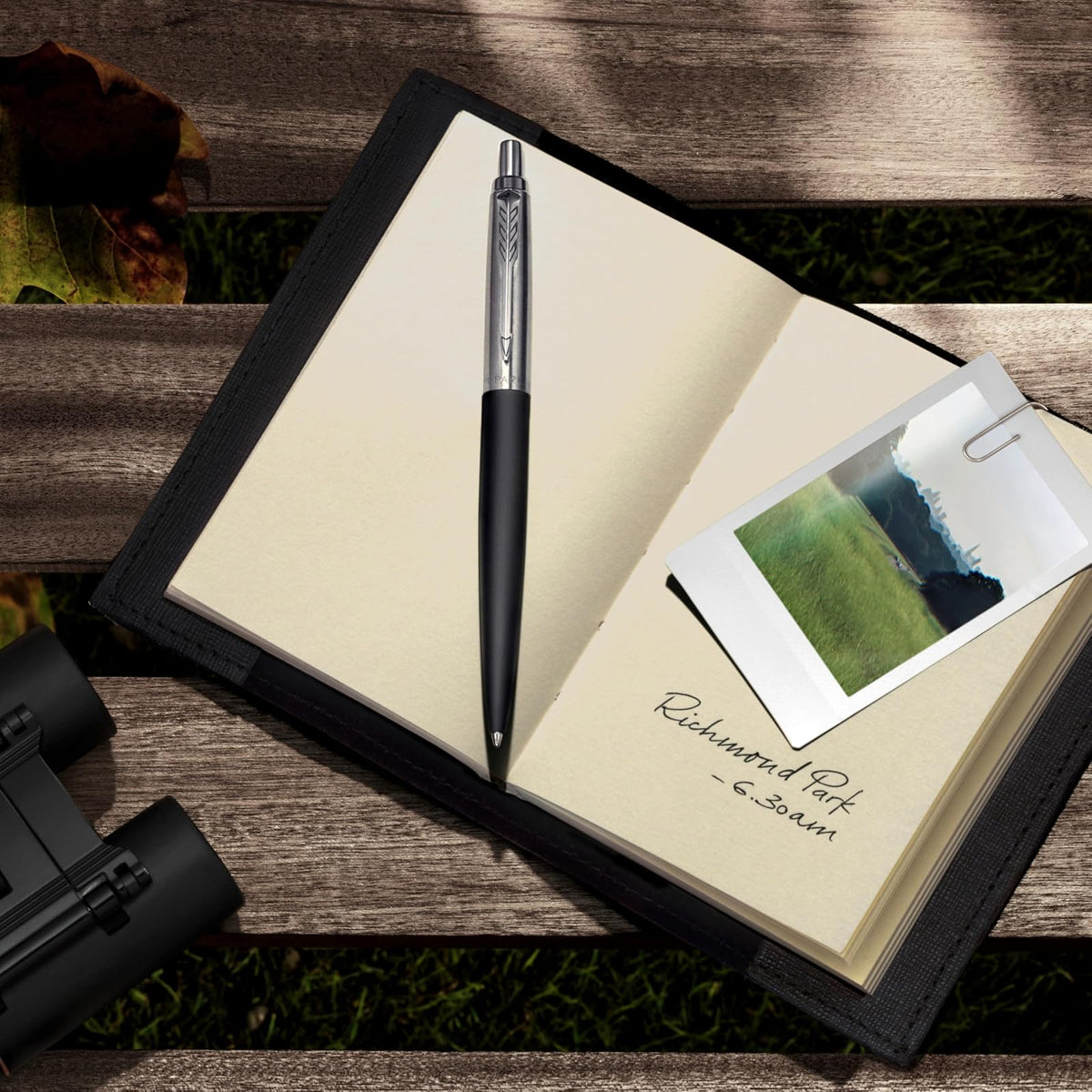 PARKER Jotter XL Ballpoint Pen, Chrome Trim, Medium Point, Blue Ink, Gift Box, Richmond Matte Black