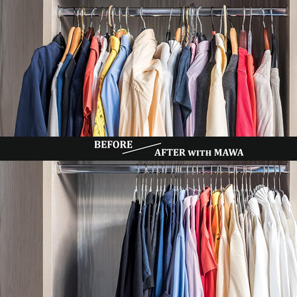 MAWA por Reston Lloyd Euro Series Ultra luz/Thin Antideslizante Space-Saving Clothes colgadero con Bar y Ganchos para Pantalones y Faldas, (Top Hanger), Blanco, 1