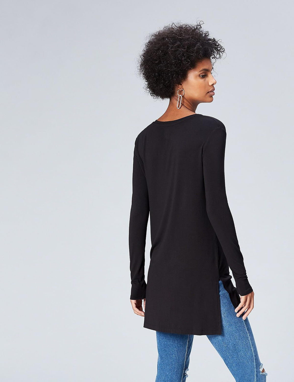 find. - Playera de Manga Larga con Cuello Redondo para Mujer, Color Negro, Talla 10 (Talla del Fabricante: S)