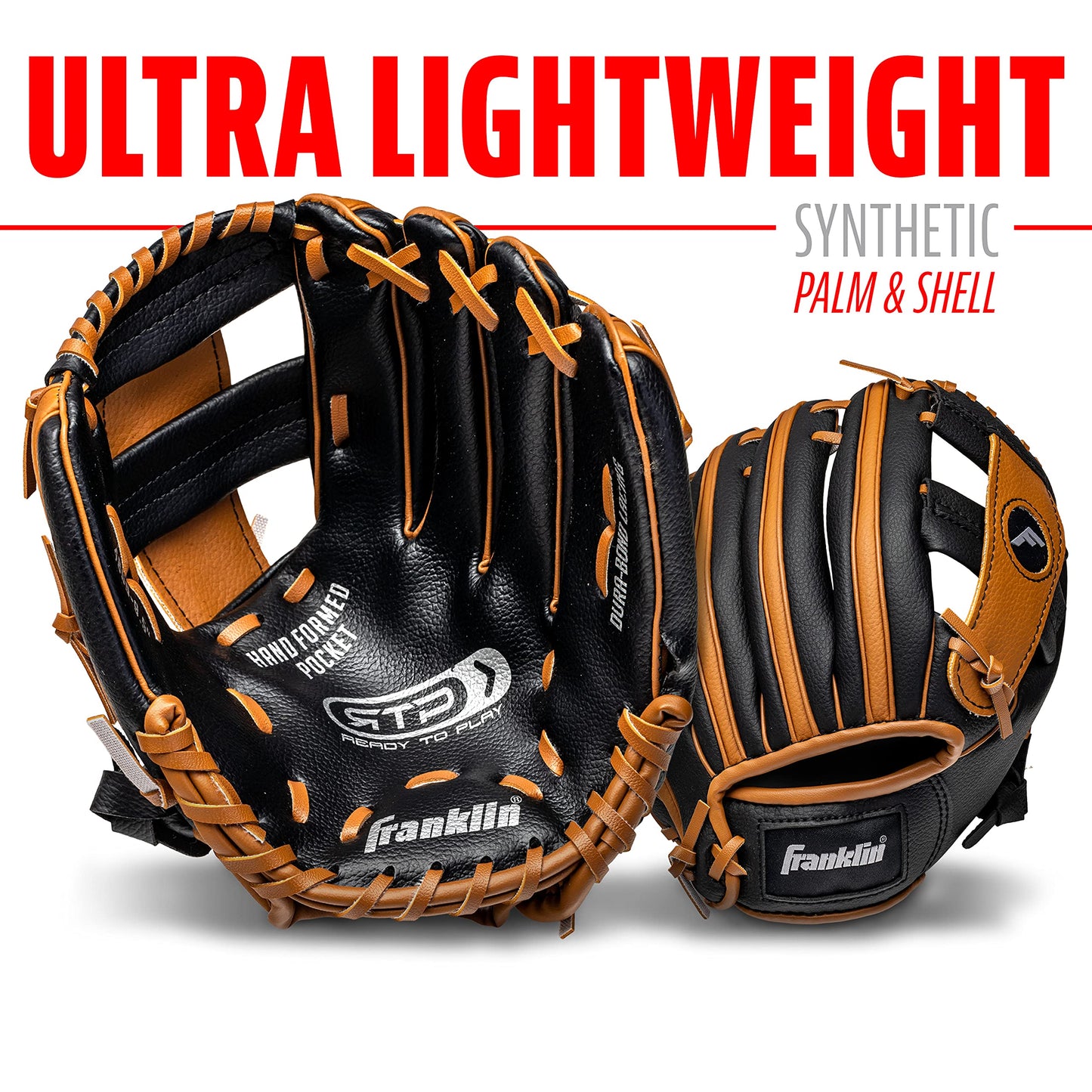 Franklin Sports - Guantes de béisbol para niños, juego de guantes y pelota RTP para niños y niñas, juego de guantes de teeball para niños y niña