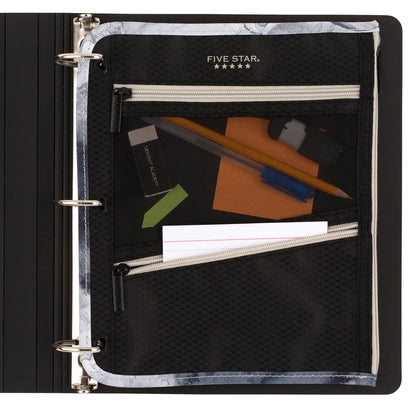 Five Star - Estuche para lápices, estuche para bolígrafos, bolsa con cierre de 3 bolsillos, se adapta a carpetas de 3 anillas, organizador de almacenamiento para suministros de aula, auriculares