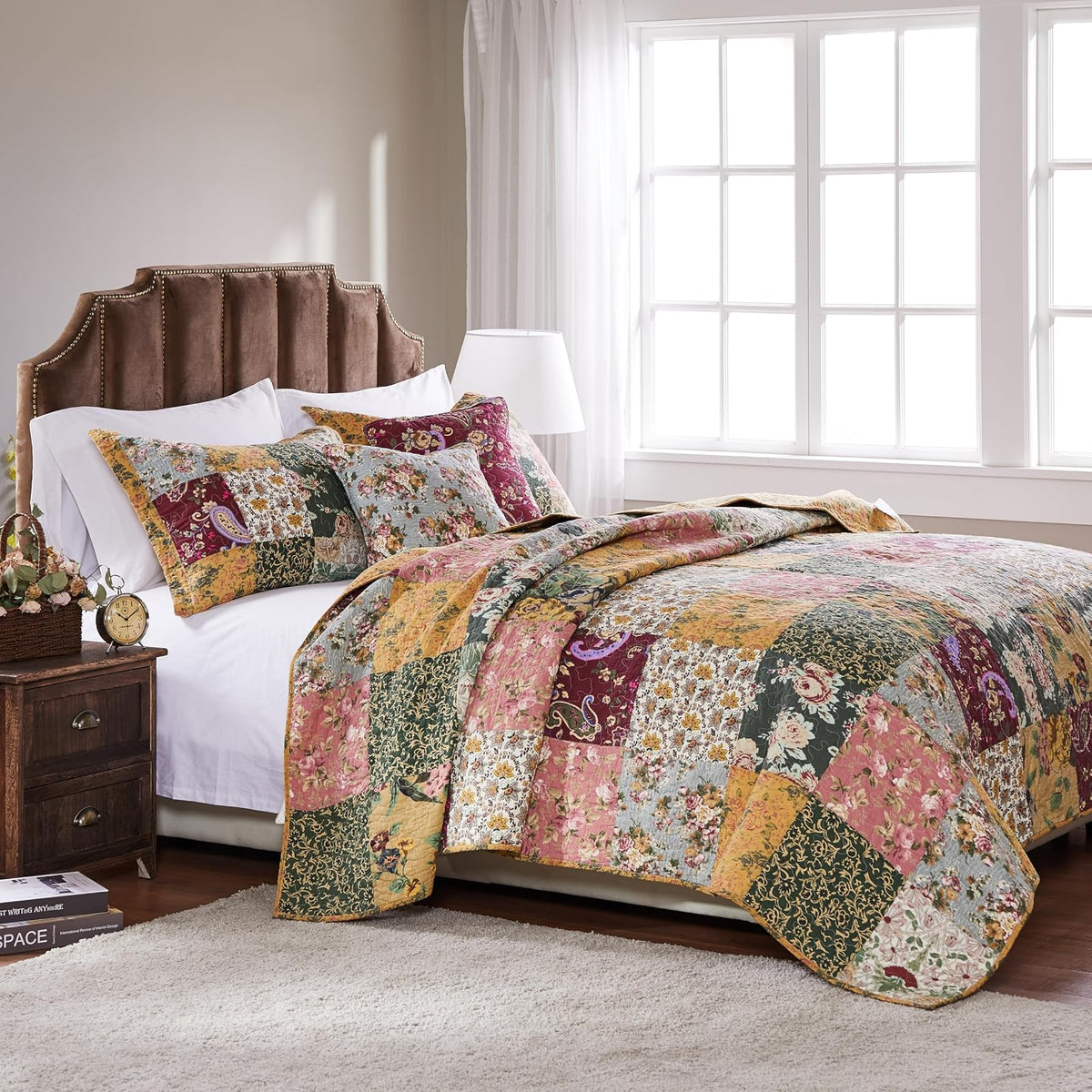 Greenland Home - Juego de edredón de Retazos 100% algodón, Campo/Cabaña, Multicolor, 3-Piece King/Cal King, 1