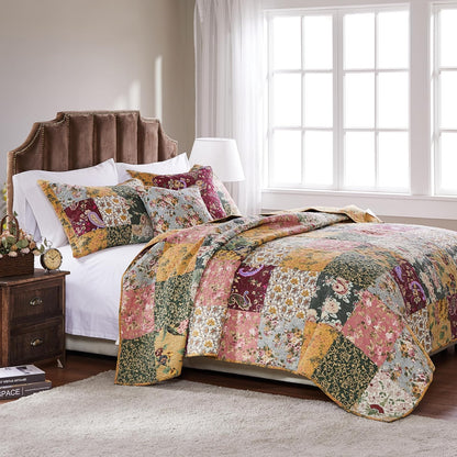 Greenland Home - Juego de edredón de Retazos 100% algodón, Campo/Cabaña, Multicolor, 3-Piece King/Cal King, 1