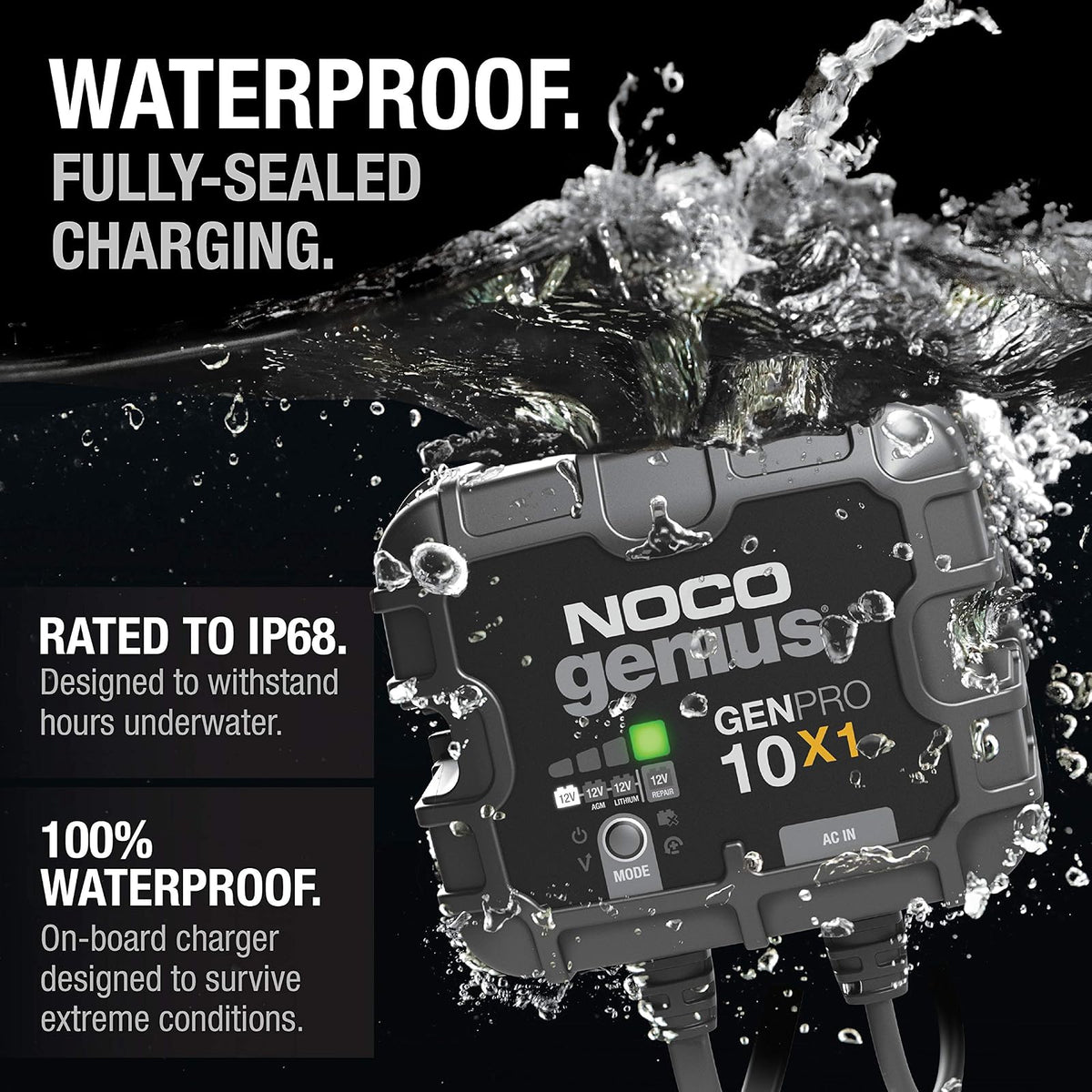 NOCO Genius GENPRO10X1 Cargador de Batería Marino Inteligente de 1 Banco, 10 A, 12 V