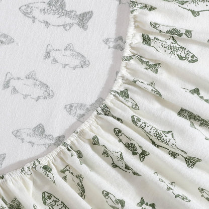 Eddie Bauer - Juego de sábanas de Franela de algodón, Cepillado para Mayor suavidad, decoración acogedora del hogar (Escuela de Pescado, King)