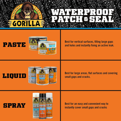 Gorilla Patch & Seal - Sellador impermeable de goma líquida, transparente, 32 onzas (paquete de 1) - Sella el agua, el aire y la humedad