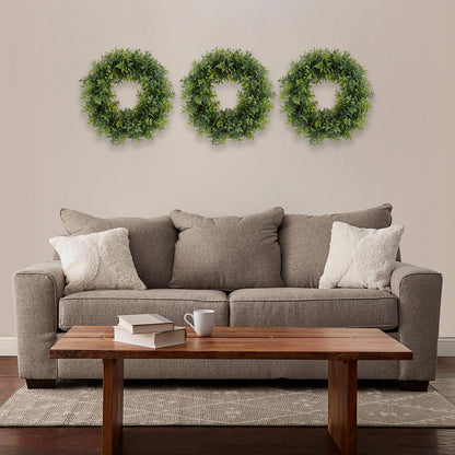 Pure Garden 50-151 Artificial Opal Basil Leaf, Round Wreath, 11.5"