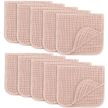 Comfy Cubs Paños de Muselina para Eructar, 100% Algodón, 6 Capas Absorbentes - Blush - 10-Pack 20"X10"