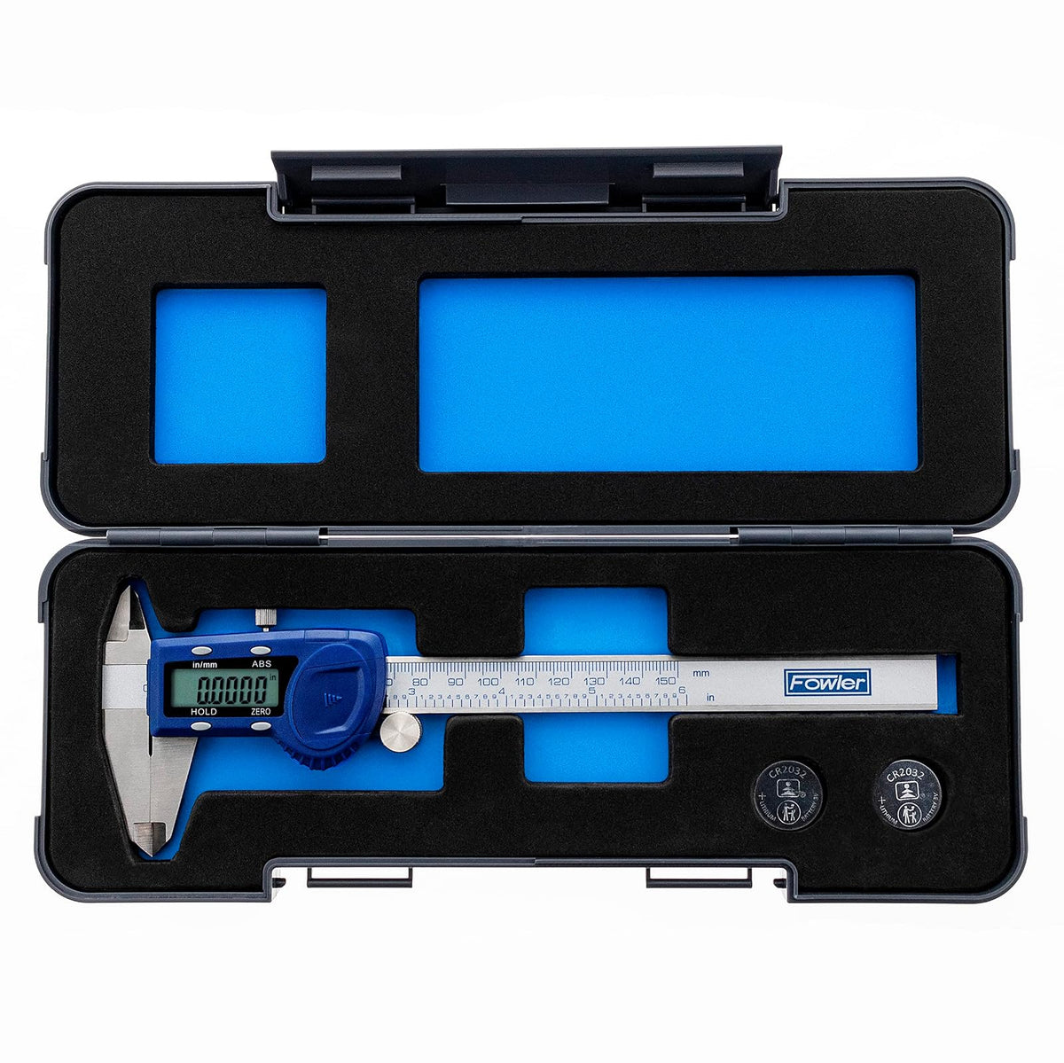 Fowler 54-101-150-2, Calibre digital Xtra-Value Cal con rango de medición de 0-6 pulgadas/150 mm, azul