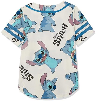 Disney Disney 's Girls Lilo & Stitch and Angel - Playera de béisbol clásica de Malla con Botones Camisa para Niñas