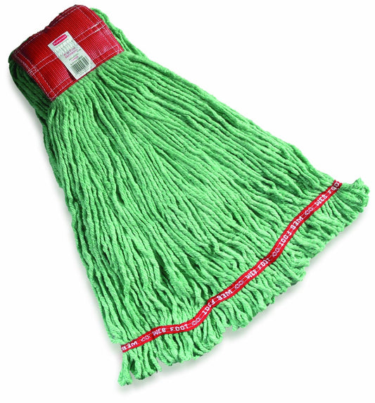 Rubbermaid Commercial Trapeador con pie de red, antiencogimiento, Verde, 5" Band - Large