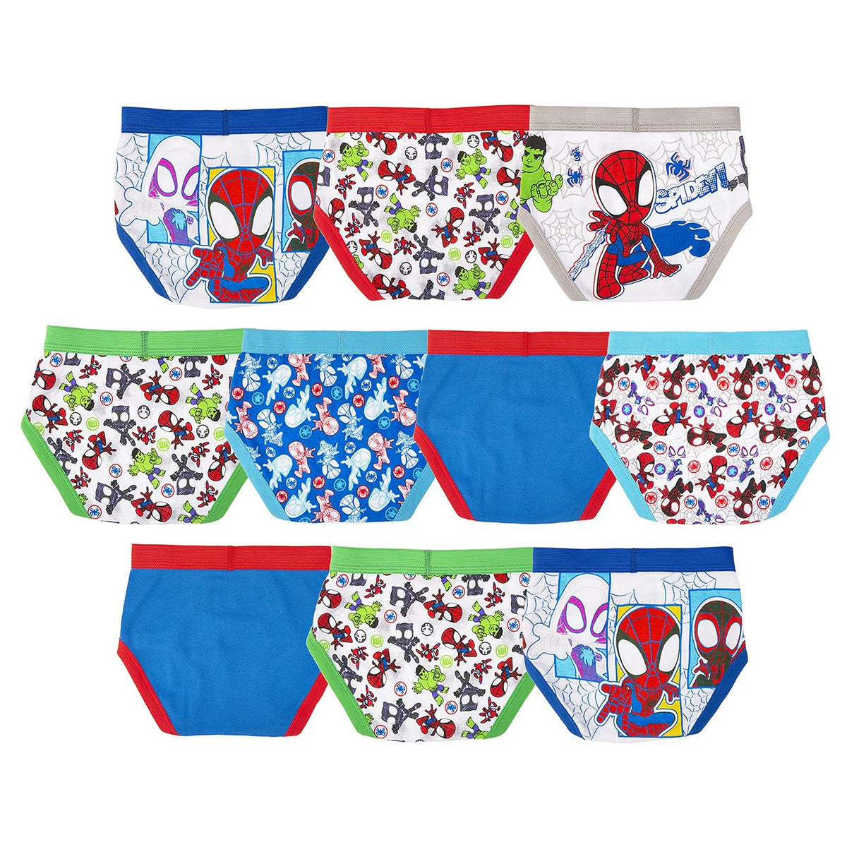 Marvel - Ropa Interior para niños de Spiderman and Superhero Friends 100% algodón Peinado, Paquete múltiple con Iron Man, Hulk y más, Paquete de 7 Spiderman Only Brief, 2-3T