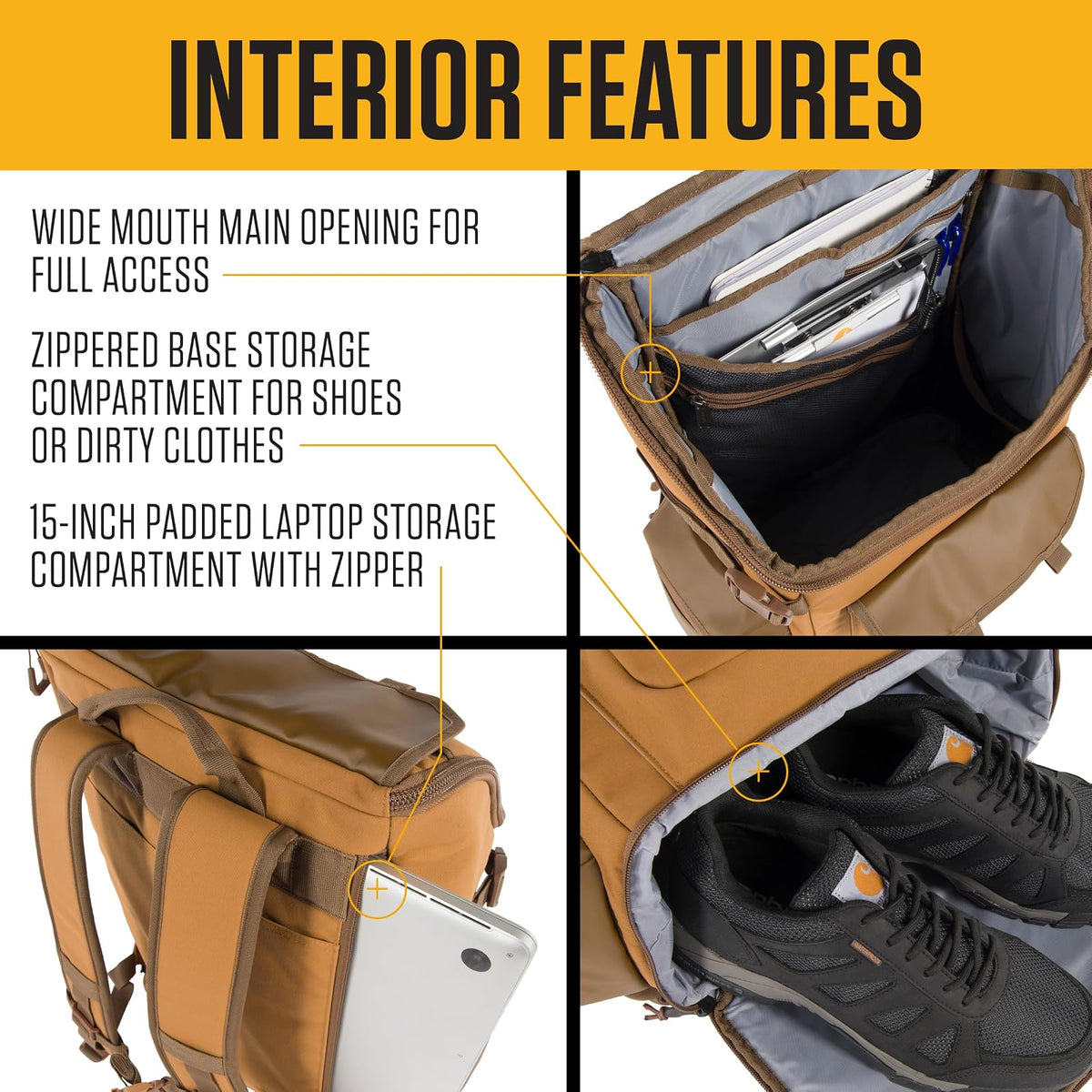 Carhartt - Mochila de nailon de 35 l, resistente al agua, con funda para portátil de 15 pulgadas