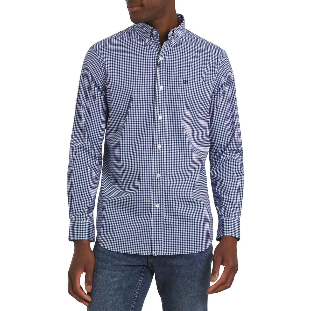 Chaps Camisa Casual de Popelina para Hombre, Manga Larga - XXL - Azul Real