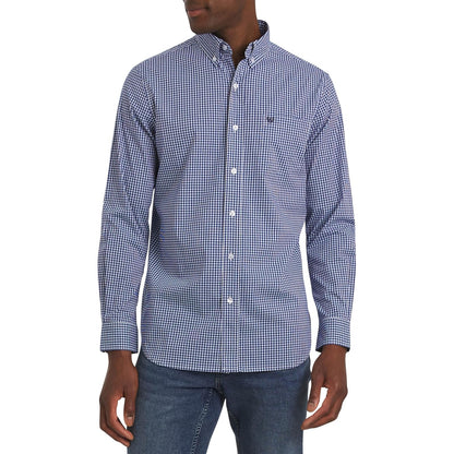 Chaps Camisa Casual de Popelina para Hombre, Manga Larga - XXL - Azul Real