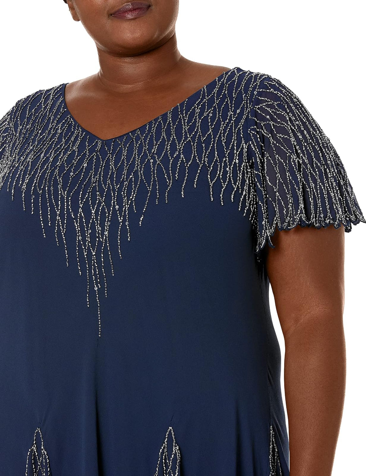 J Kara Vestido Corto con Cuentas de Talla Grande Vestido para ocasión Especial Mujer