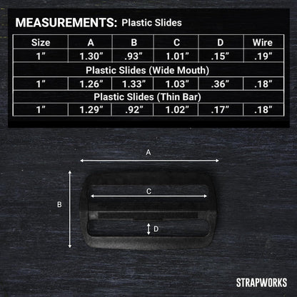 Strapworks - Diapositiva de plástico de Boca Ancha Tri-Glide para Correas de Bolsa, eslingas de Rifle, Collares de Perro - 3/4 Pulgadas