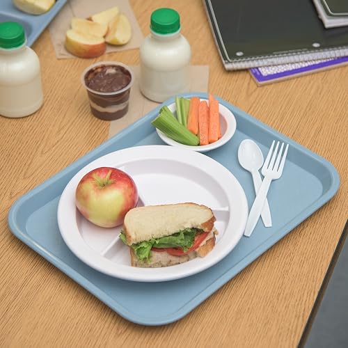 CFS CT101459 Cafe - Bandeja de plástico estándar para cafetería/comida rápida, certificado NSF, última intervensión de BPA, 14 pulgadas de largo x 10 pulgadas de ancho, azul pizarrón (paquete de 24)