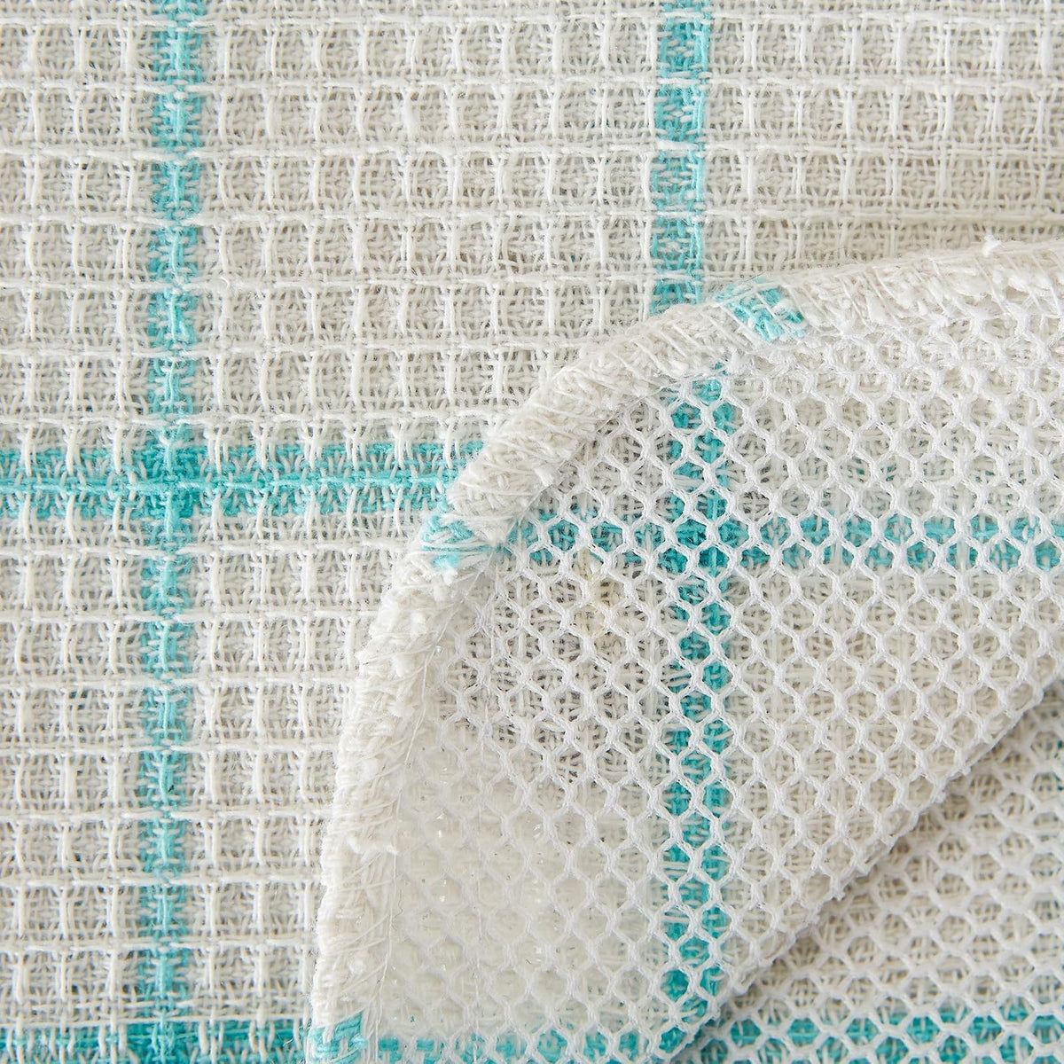 DII Juego básico de paños de Cocina de algodón y poliéster, 12 x 12, Aqua 6 Unidades