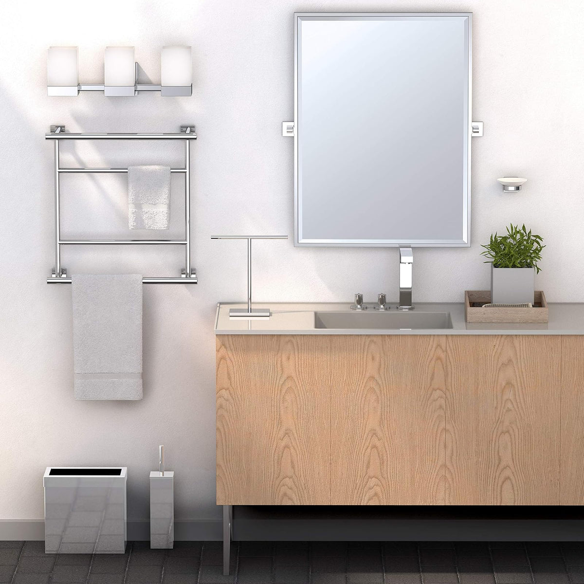 Gatco - Toallero de pie Rectangular con Base Rectangular, Moderno, Cromado